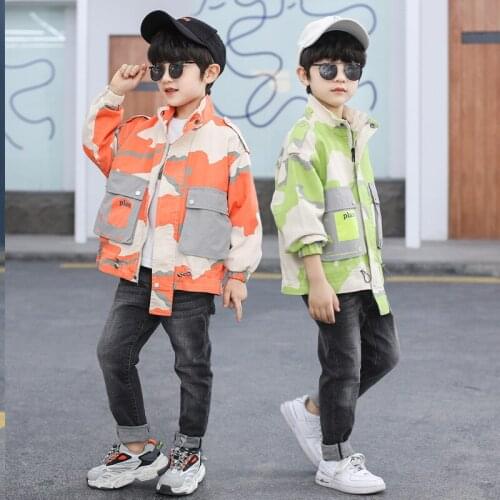 Camouflage Spring Autumn Boy Coat Overcoat Top Kids Costume Teenage Gift Children Clothes High Quality Plus Size