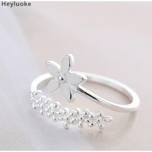 Anel Anel Masculino Authentic 100% Big Five Petal Flower& Six Small Flowers Finger Ring For Women Jewelry Gift