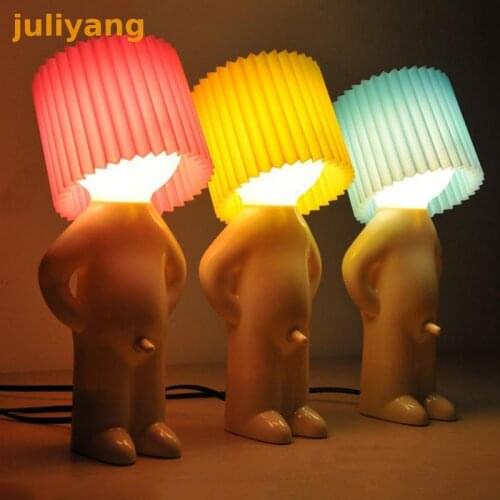 Creative little shy boy pee small night bule yellow pink lamp shade a nice gift for friend