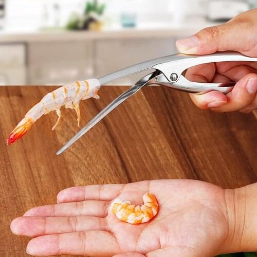 Kitchen Gadgets 304 Stainless Steel Peeled Shrimp Artifact Pliers Open Shrimps Lobster Prawn Shelling Machine Portable Tools
