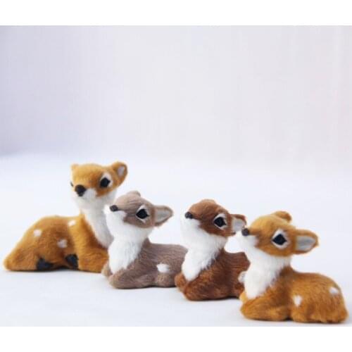 Cute Simulation Deer Mini Deer Easter Decorations For Home Cute Faux Plush Lying Deer Figurines For Interior Kawaii Room Decor