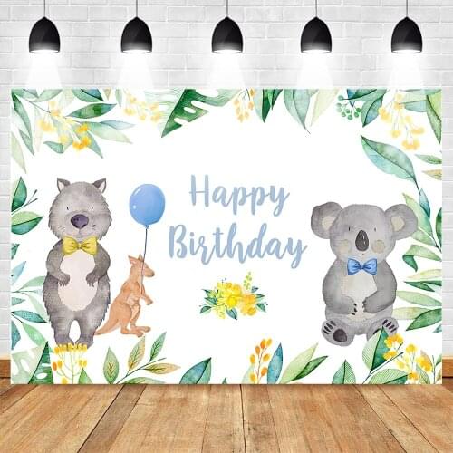 Mehofoto Australian Animal Backdrop Koala Themed Boy Birthday Photography Background Blue Boys Birthday Party Banner Backdrops