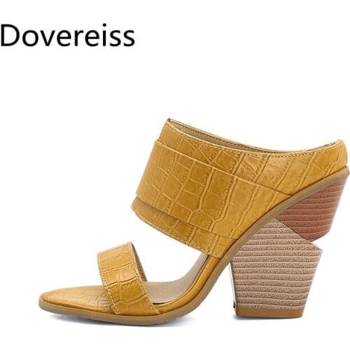 Dovereiss Fashion Womens Shoes summer consice sexy Pure color white Strange style heels Wedges sexy Elegant Slippers size 34-48