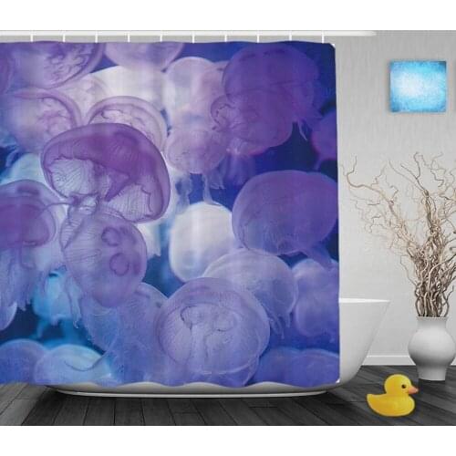 Sea Animals Decor Shower Curtains Jellyfish Floating In Aquarium Bathroom Shower Curtain Waterproof Polyester Fabric With Hooks