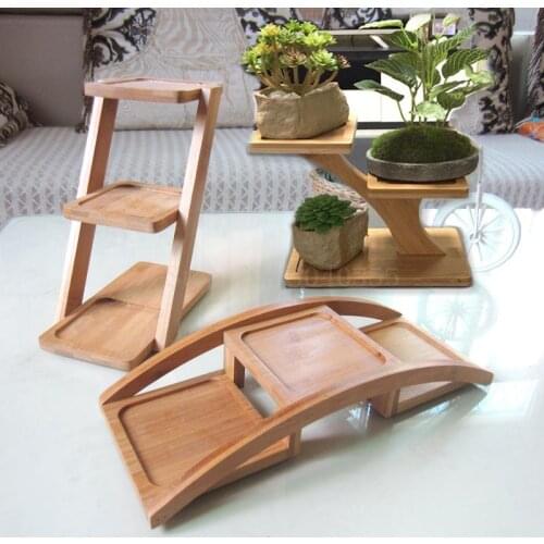Desktop multi-layer flower stand green radish meat wood floating window balcony living room office mini flower pot shelf