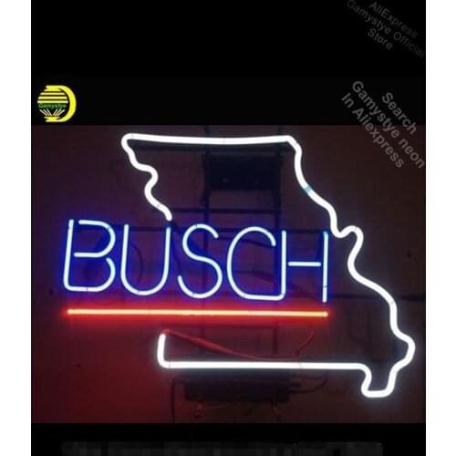 Neon Sign for Busch Beer Missouri Neon Tube vintage Pup Business sign Beer Signs Lighted Polis Signage Shop Light Sign Outdoor