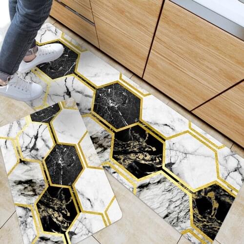 Nordic ins style Kitchen non-slip oilproof household PVC leather mat bathroom door Waterproof strip mat Colored tiles rug