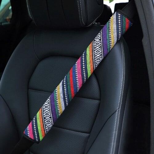 Colorful Car Seat Belt Cover Breathable Linen Safety Belt Shoulder Guard Pads Covers for Auto Car Vehicle Interior Accessories