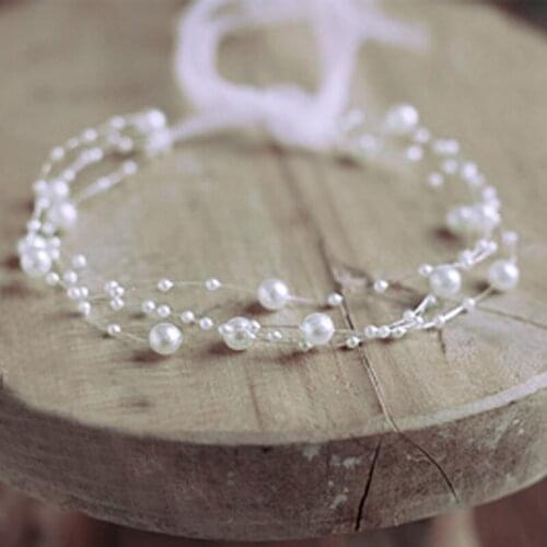 Newborn Photography Props Baby Pearl Headband Princess Headdress Infants Photo Shooting Hair Band