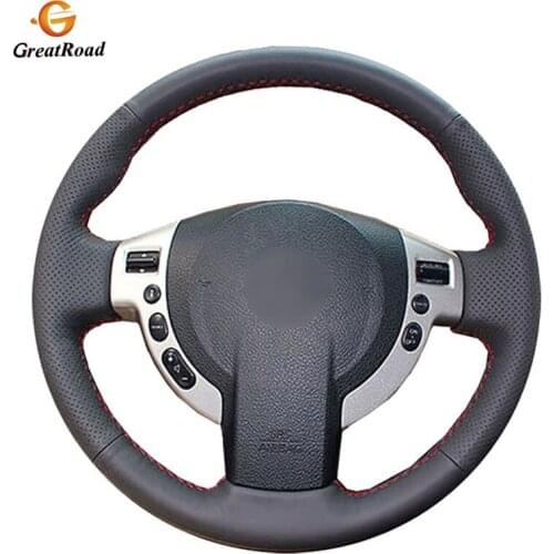 Hand-stitched Black Genuine leather Car Steering Wheel Covers Wrap for Nissan Qashqai 2007-2013 Rogue 2008-2013 X-Trail