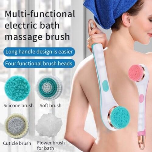Electric Shower Bath Brush Back Scrubber for Body Cleaning Long Handle Body Brush Multi-functional Body Scrubber