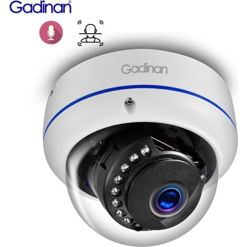 Gadinan AI 5MP 2MP Face Detection 2.8mm Lens Wide Angle Dome Waterproof Audio POE Metal IP Camera 48V POE For CCTV IP System Kit