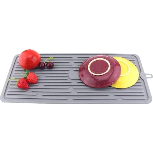 Silicone Dish Drying Mat, Durable Kitchen Drainer pad with Heat Resistant Counter top Mat, Dish Draining Mat, Sink Mat