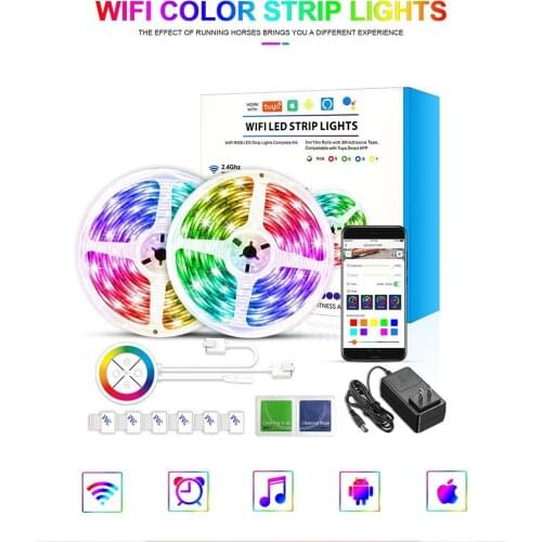 Stiny 5M 10M WIFI LED Strips Lights Bluetooth Music RGB 5050 Waterproof WiFi Flexible Lamp Ribbon Tape DC12V Color Controller