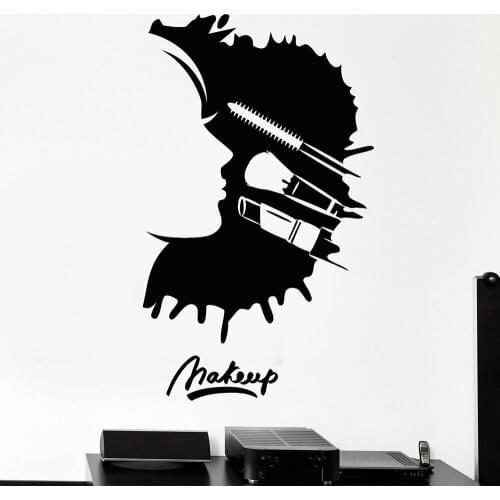 Vinyl Wall Decal Makeup Beauty Salon Woman Face Cosmetics Wall Stickers for Beauty Saoon Decor Girls Room Decoraton Mural C752
