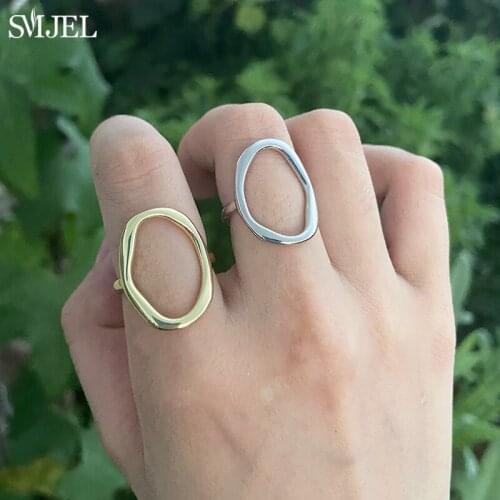 Gold Color Round Rings for Women Girls Simple Hollow Circle Cuff Ring High Quality Jewelry Party Best Gifts Friends Wholesale
