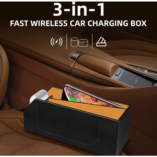 10w Qi Wireless Charger Station Storage Box Case For iPhone Fast Wireless Charging Car Phone Holder For Samsung quickly Charger