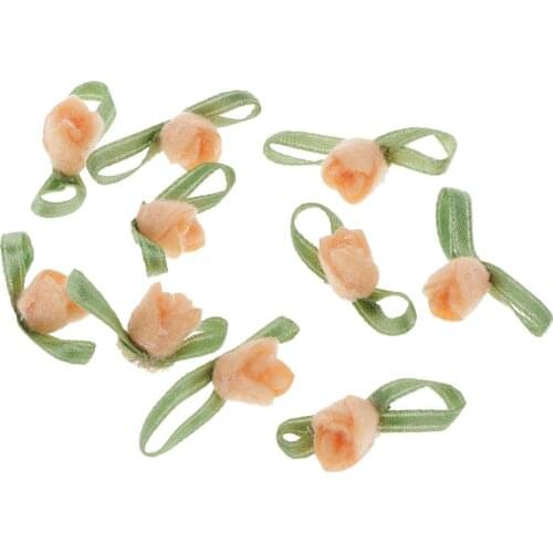 10x Felt Rose Flowers Bowknot Floral Embellishments For Party Gifts Packing