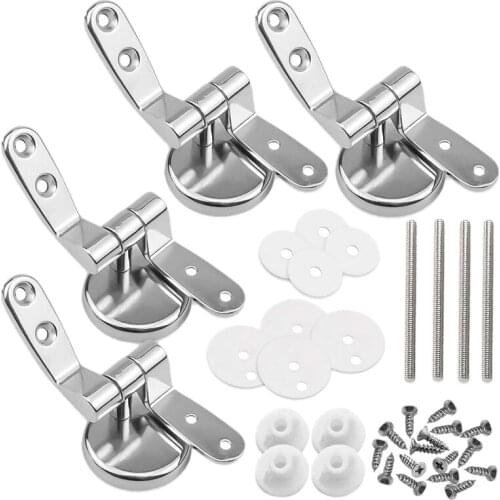 2 Pair of Toilet Seat Hinges Fittings Replacement Hinges and Fixtures Fittings for Wooden Resin Toilet Seats