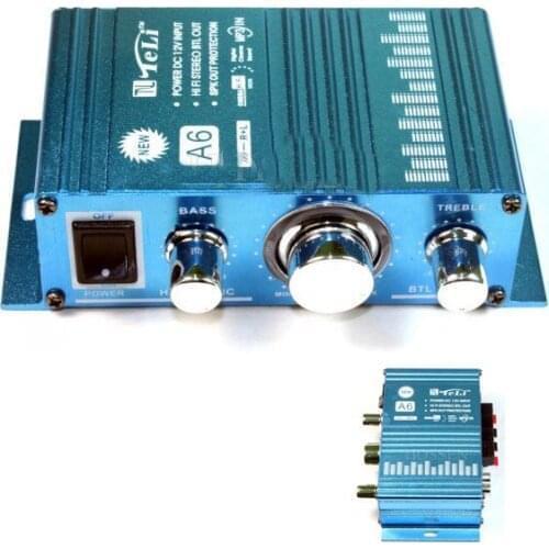 20pcs Booster A6 Mini Hi-Fi Audio Stereo Amplifier For Cars Motorcycle Boat 12V