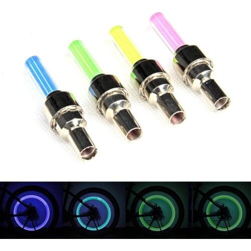 200pcs/lot Bicycle Car Valve Caps Mini LED Bycicle Lights Wheel Tire Valve Cap Cycling Bike Spoke Light With Battery