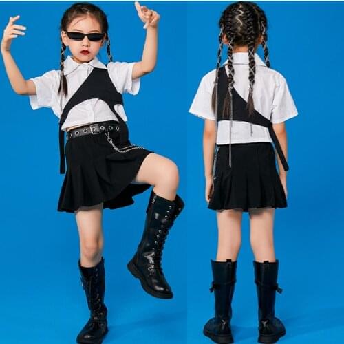 2021 Girls Jazz Modern Dance Costumes Children Cheerleaders Hip Hop Dance Clothes Streetwear Performance Stage Costumes DQS7512