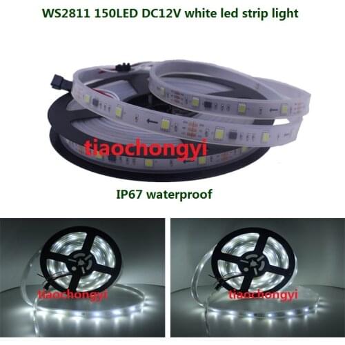 5M 150LED WS2811 DC12V Single Color Cool white strip light Addressable waterproof IP67