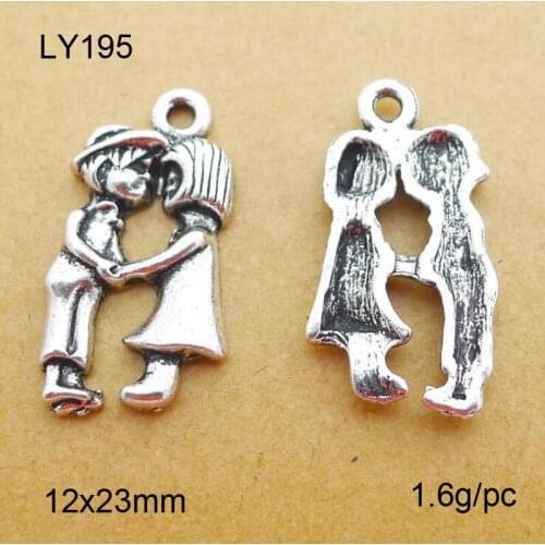 50pcs/lot 12x23mm Zinc Alloy Antique Silver Sweetheart DIY Charms Pendants