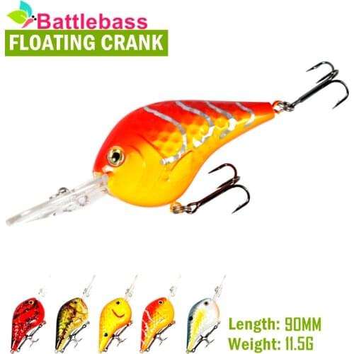 BATTLEBASS 2021 NEW 9cm 11.5g Deepwater Crankbait Fishing Lure Hard Plastic Body Crank Bait Lure Floating Bass Fishing Lures