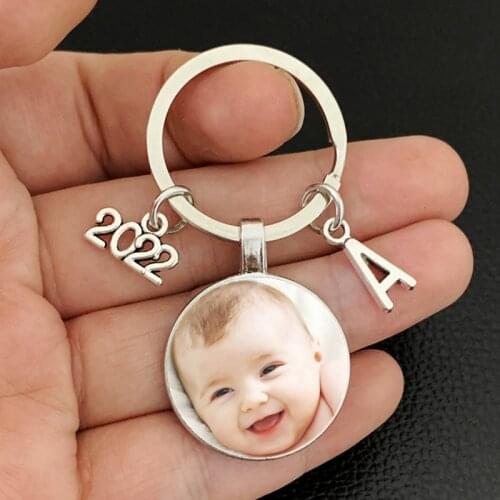 2020 New Year Personality Letter Photo Pendant Baby Custom Keychain Dad Mom Grandparents Parents Love Family Keychain Gift