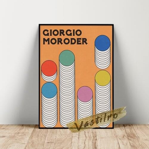 Giorgio Moroder Rock Electronic Music Singer Poster, Abstract Graph Album Art Prints, Bar Pub Club Wall Decor Canvas Painting