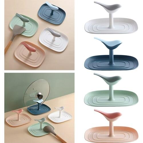 Kitchen Pot Lid Holder Shelf Countertop Tongs Spatula Utensils Rack Heat Resistant BPA Free Spoon Rest Organizer