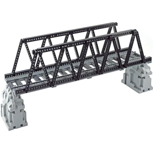 MOC Parts Building Blocks City Viaduct for Trains Bridge with Tracks and Rock Panel Creative DIY Bricks Educational Toy for kid