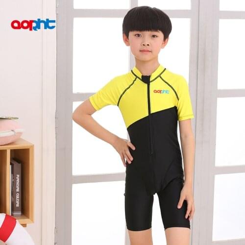 Childrens One-Piece Professional Trainng SwimSuit Kids Racing Beach Sport SwimWear Solid Patchwork Beach Bathing Suit Monokini