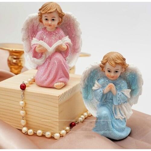European Colorful Resin Girl Angel Accessories Easter Gift Home Livingroom Desktop Figurines Crafts Church Store Sculpture Decor