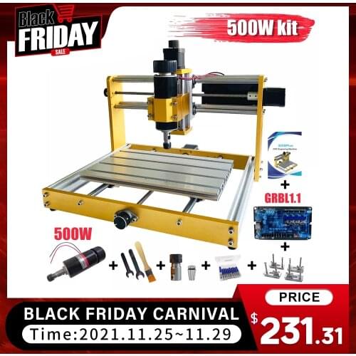 CNC Wood Router 3018 Plus Upgrade 500W Spindle Kit Laser Engarver Milling Machine suitable for metal acrylic MDF carving