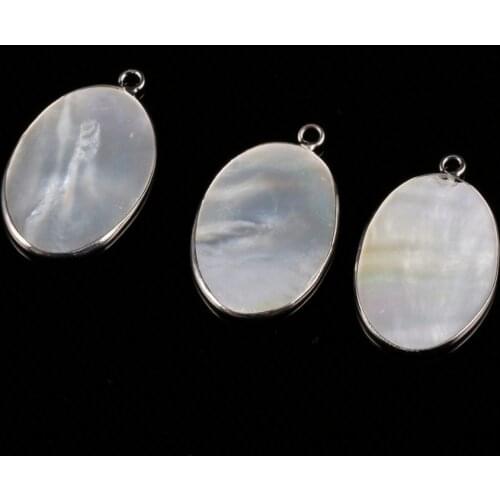 Natural white shell Oval shape Pendant Exquisite charms for Jewelry Making DIY earring Necklaces Accessories Size 21*34mm