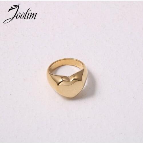 Joolim High End Gold Finish Heart Band Rings for Women Stainless Steel Rings for Women