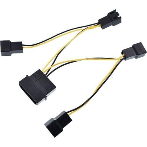 IDE 4Pin Male To 4X3Pin 3Pin Extension Fan cable Adapter Power Cable 1 to 4 Y Splitter Speed control line Connector 12V 12CM