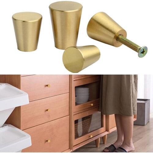 Cone Brass Single Hole Handles For Cabinets Door Hardware Furniture Pull Knobs Drawer Wardrobe Cupboard Knob Home Kitchen Decor