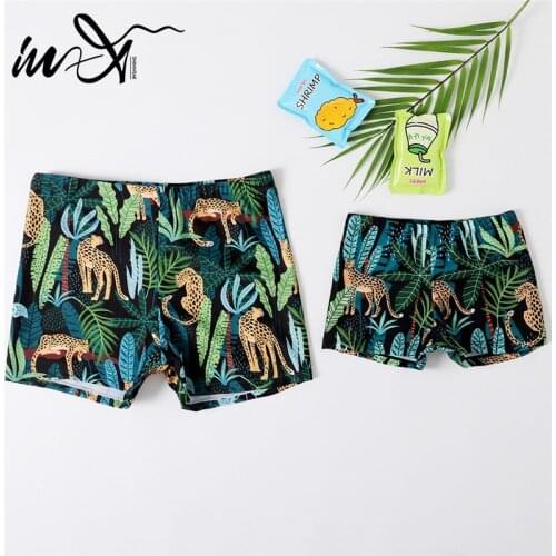 In-X 2020 Summer family beach shorts Print swimming shorts Fast dry Boy shorts Children kids pants Swimwear Plus size trunk XXL