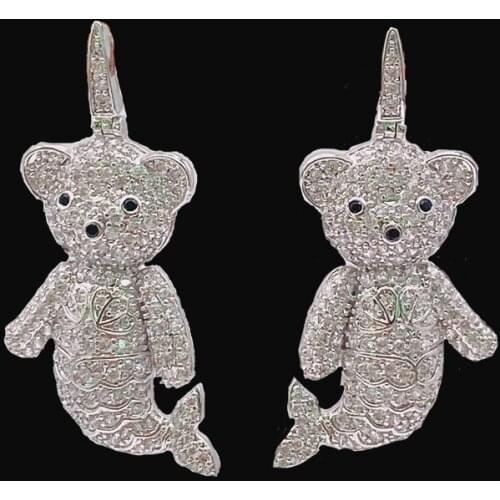 Lanyika Fashion Jewelry Artistical Vivid mermaid Bruin Zircon Earrings Stud Micro Pave Engagement Popular Earring Best Gift