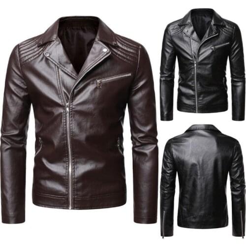 2020 Autumn& Winter New Korean Arrival Fashion Hip-hop Black Lapel Leather Jacket Slim Zipper Plus Size Men Jacket Free Shipping