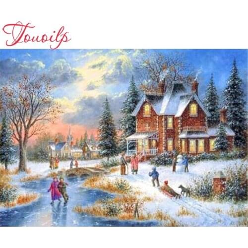 TOUOILP Full Square/Round Drill DIY Diamond Painting"Kerstmis Groot Landhuis"Embroidery Cross Stitch 5D Home Decor Gift