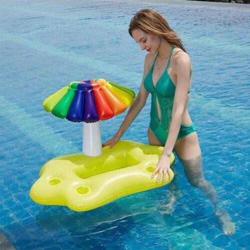 Pool Inflatable Drink Cup Holder Swimming Pool Float Beer Beverage Cooler Pvc Inflatable Floating Bar Tray Water Party Ice Bar