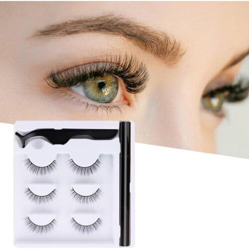 False Eyelash Self-Adhesive Easy to Stick Soft 3D Fiber Thick Natural Artificial Eyelash for Make Up