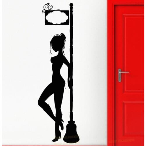 Sexy Woman Wall Sticker Escort Girl Red Light Street Cool Man Decor Removable Art Mural For Bedroom Living Room Decor L863