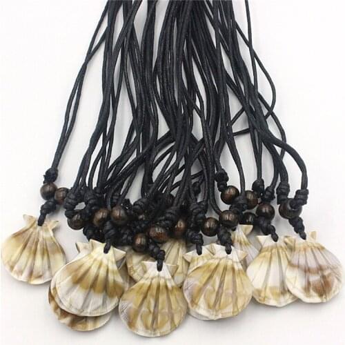 Wholesale 12pcs Bohemia Acrylic Design Seashell Pendants Bead Sweater Chain Necklaces XL108