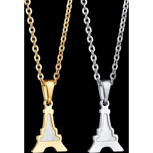 Trendy Eiffel Tower Pendant Necklace France French Paris Travel Gold Color Stainless Steel Gift Jewelry Necklaces For Men Woman