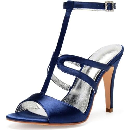 Sexy lady satin evening dress sandals ankle strap strappy shoes wedding party night club cocktail high heels summer lady pumps